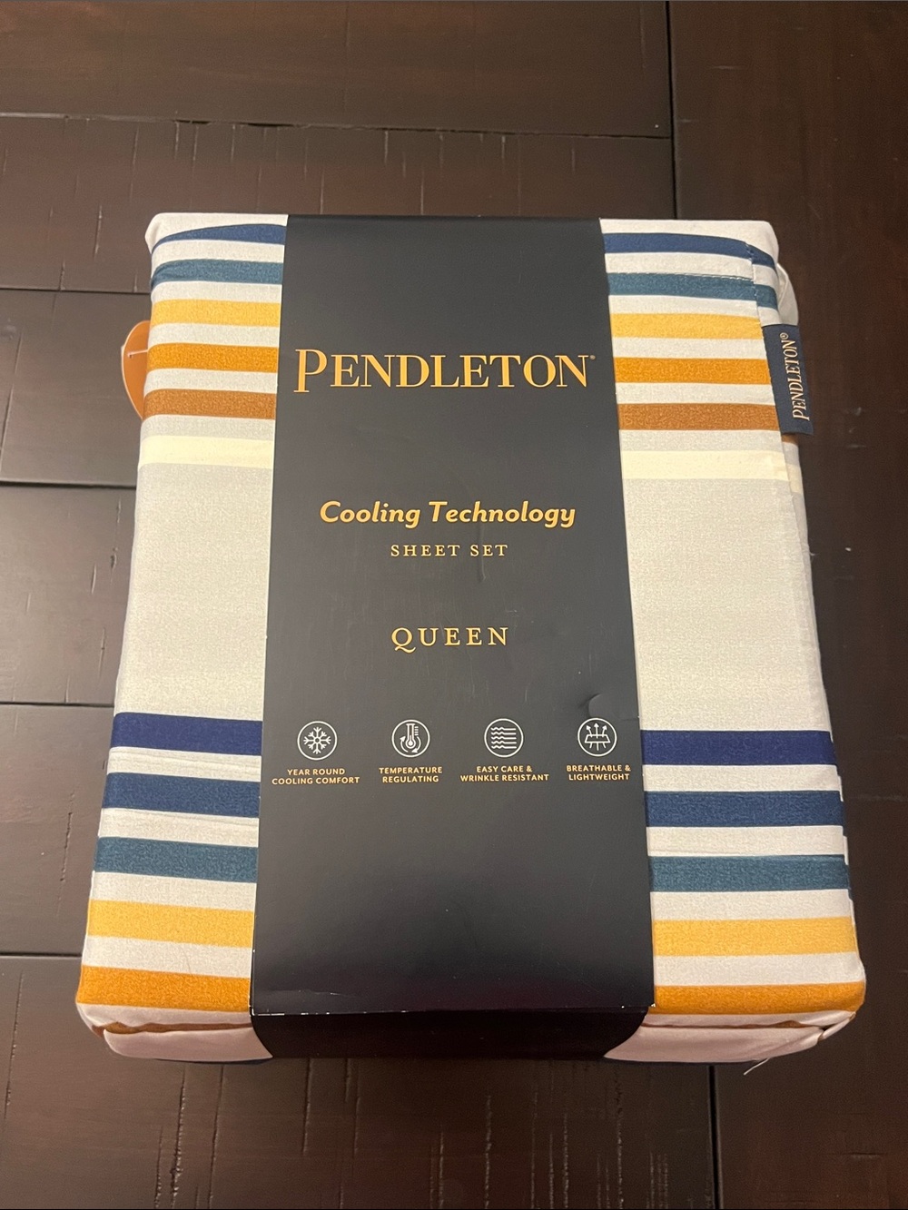 Pendleton Westland Stripe Queen Sheet Set, Flat Fitted 2 Standard Pillowcases